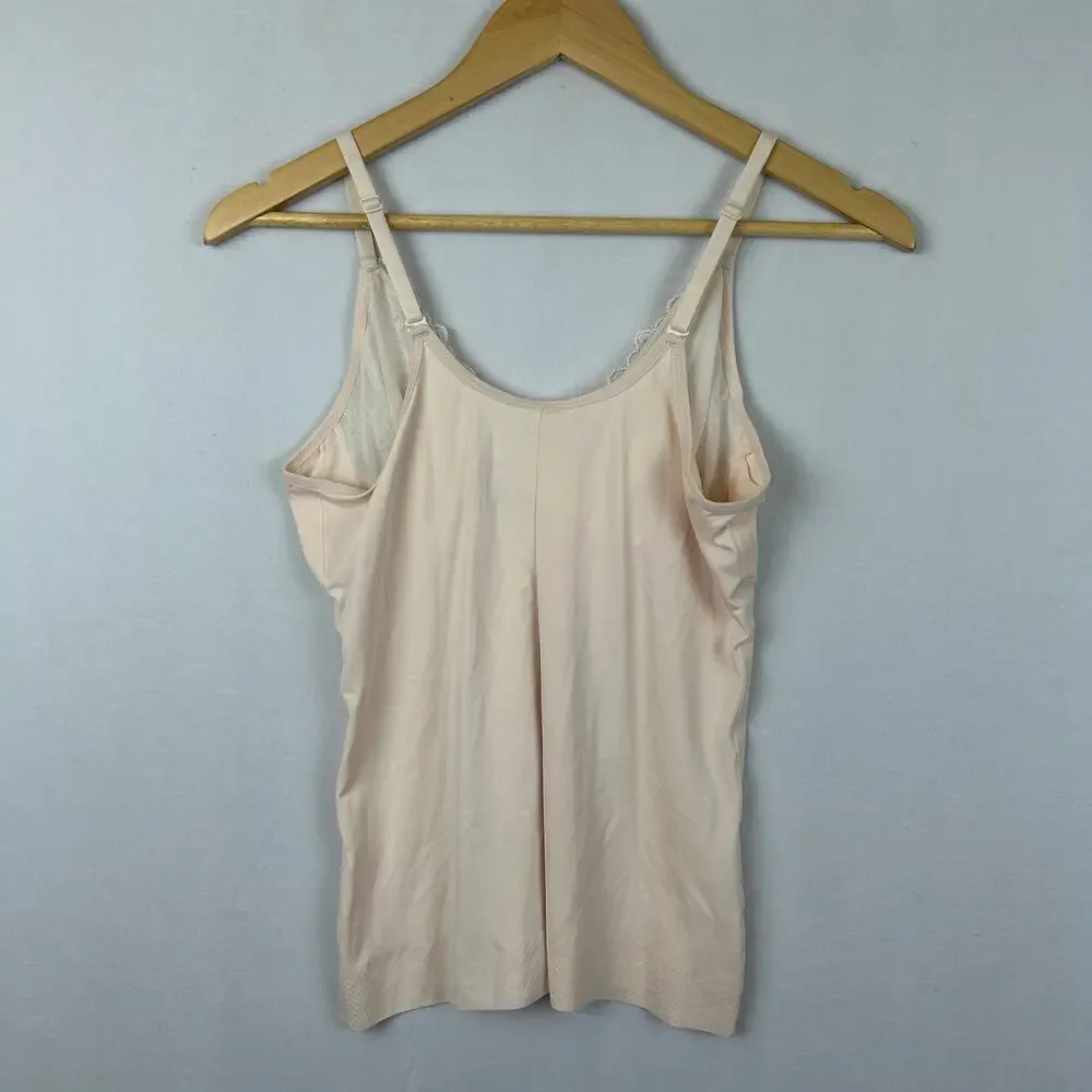 Ruby Ribbon Second Skin Pink Lace Tank Top Cami Shirt 1749 Women's Size 36